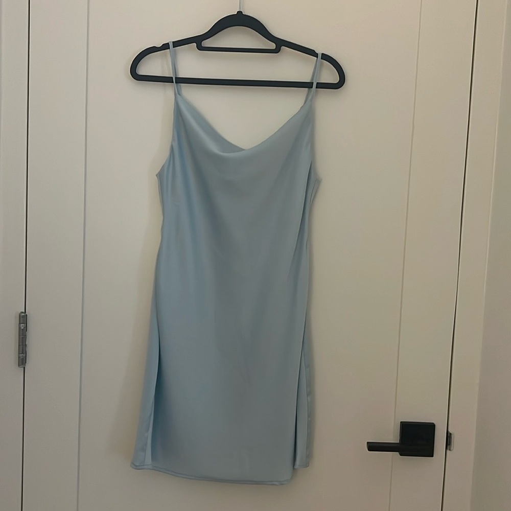 Baby Blue Satin Mini Dress